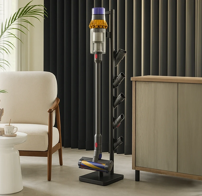 Yaşam alanında Dyson uyumlu dikey süpürge standı